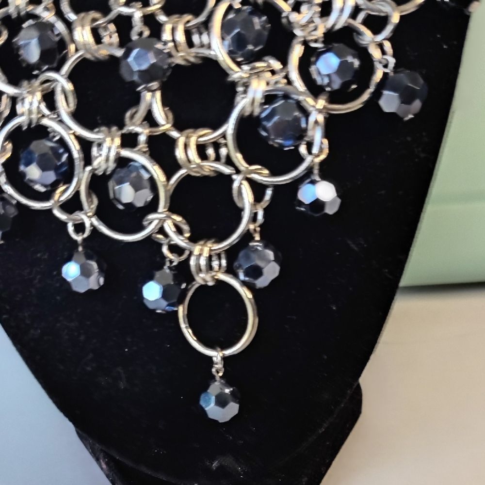 Cookie Lee Silver and Dark Blue Necklace - Picture 3 of 5